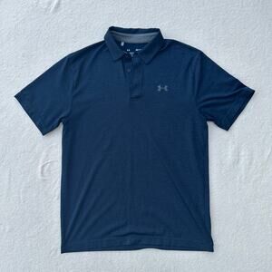 Under Armour The Playoff Polo Shirt Men's M Navy Blue Stretch Performance Golf